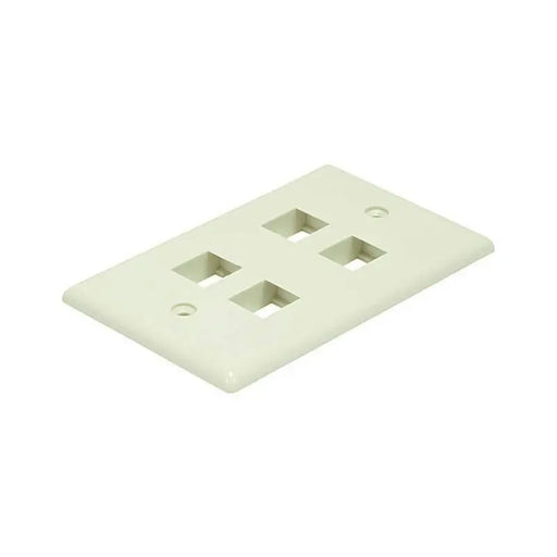 White 4 Port Hole Keystone Jack Flat Wall Plate (5-20 Pack) Logico