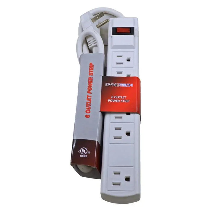 White 6 Outlet Flat Plug Power Strip With Grounded 3 Prong 3 Feet Cord The Wires Zone