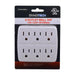 White 6 Outlet Wall Tap Adapter With Grounded Dual 3 Prong AC Plug 15A The Wires Zone