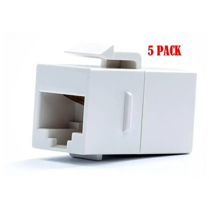 White RJ45 Female to Female UTP CAT5e CAT6 Keystone Coupler (1-10 Pack) The Wires Zone