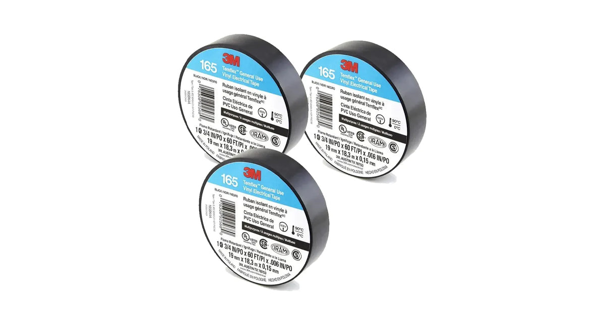 3M Temflex Vinyl Electrical Tape 165 Multi-purpose 3/4" X 60FT Black