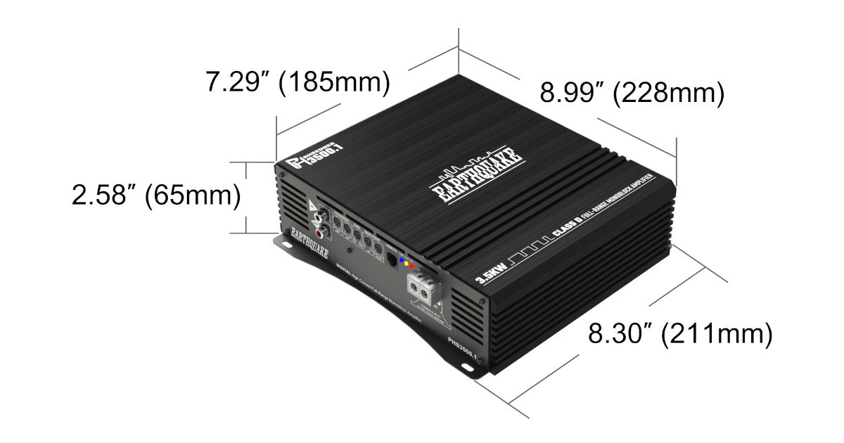 Earthquake Sound PHS3500.1 Full Range Monoblock 3500W Class-D Compact Car Audio Amplifier